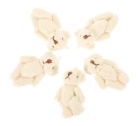 OSALADI 5Pcs Mini Pearl Velvet Bear Plush Craft Accessories Jointed Tiny Bear Ornament for DIY Hats Scarves Gloves Clothing Supplies Easy Sewing for Unique Handmade Decorations