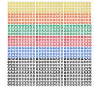 OSALADI 60 Sheets 10Mm Round Number Inventory Stickers 1-100 Color-Coded Dot Labels with White Print in Black Green Red Blue Yellow Orange for Office and School Organization