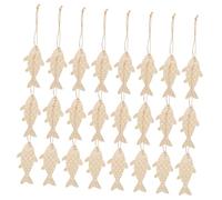 OSALADI 60pcs Wooden Fish Ornaments Crafts Wooden Craft Shapes Fish Shapes Cutouts Wood Pendant Unfinished Wood Beige
