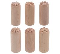 OSALADI 6pcs 2cm Wooden Carved Stamps Set with Floral and Nature Patterns for Clay Modeling, Pottery, and Card Making Crafts in DIY Scrapbooking