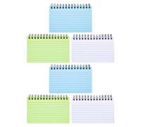 OSALADI 6pcs 3x5 Inch Spiral Lined Note Cards Set - White, Blue, Green Mini Notepads for College Study, Office To-do Lists, and School Note Taking