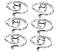 OSALADI 6pcs Alloy Crochet Stitch Markers for Yarn Guide Left-handed Knitting Accessory Open Finger Rings