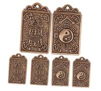 OSALADI 6Pcs Brass Eight Diagrams Amulet Pendants Durable Car Hanging Decor Chinese Lucky Charm Keychain Accessories for DIY Jewelry Making