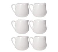 OSALADI 6pcs Ceramic Sauce Jug with Handle Medium Size White Porcelain Milk Pot Creamer Jug Kitchen Storage Container for Dining and Entertaining