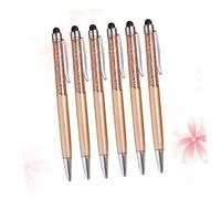 OSALADI 6pcs Crystal Stylus Ballpoint Pens with Glitter Tips Touch Screen Compatible Retractable Design for School and Office Elegant Gold Finish