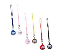 OSALADI 6PCS Fortune Cat Dharma Phone Chain Pendants Chic Hanging Decor with Copper Bell for Bags Backpacks and Keychains Unique Blessing for Ladies