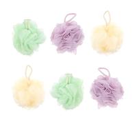 OSALADI 6pcs Large Shower Mesh Sponge Balls 40g Each, Bath Poufs Exfoliating Scrubber Set with Purple, Green Ivory for Skin Care and Body Shower Use