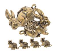 OSALADI 6pcs Mini Bunny Keychain Decor Brass Bunny Pendant DIY Making Charms Cute Animal Charms Animal Figurines Golden