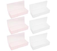 OSALADI 6pcs Nail Art Storage Boxes, Plastic Manicure Tool Organizer with 3 Pink 3 Cases, Compact Cosmetic Display for Travel, Home, and Salon Nail Care Supplies