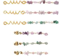 OSALADI 6pcs Natural Stone Pendant Hair Coils Braids Accessories Dreadlock Beads for Women Vintage Ethnic Style Hair Jewelry Suitable for Dreadlocks and Braiding