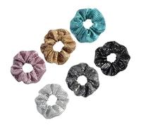 OSALADI 6Pcs Sequin Hair Scrunchies for Women and, Lightweight Elastic Hair Ties Soft Fabric, Multi-Color Set Including White, Black, Dark Grey, Pink, Beige, and Teal, Suitable for