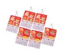OSALADI 6Pcs Traditional Chinese Style Hanging Lunar Calendars Small Printed Daily Office Calendar with Thick Portable for Family Use