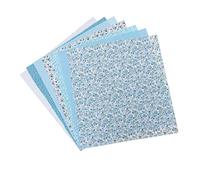 OSALADI 7 Pcs Light Blue Cotton Fabric Patches DIY Cloth Sheet Set Printed Small Floral Patterns 50x50cm for Handmade Crafts Sewing Quilting Party Decorations