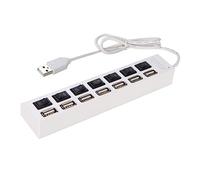 OSALADI 7 Ports USB 2.0 Hub with Independent Controls for Laptop and Pc, Plastic Material, LED Indicator, High Speed Data Transfer USB Multi Port Adapter