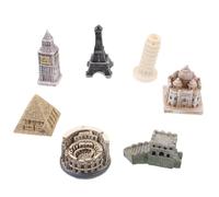 OSALADI 7Pcs Resin Architecture Model Kit Miniature London Big Ben Eiffel Tower Rome Colosseum for Office and Living Space Decoration