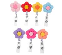 OSALADI 7pcs Retractable Floral Resin Badge Reel Holder with Clip Secure Id Badge Holder for Nurses Teachers Doctors Office Workers for Fast and Loss Prevention