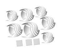 OSALADI 7pcs Silver Fish Shaped Removable Wall Decals with 3D Effect Waterproof Ps Material Modern Wall Stickers for Home Decorating Stylish Mirror Art