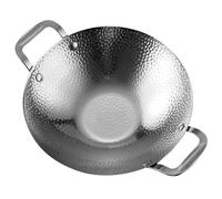 OSALADI 8-Inch Stainless Steel Double Handle Hammered Texture Dry Pot Korean Cooking Pan Small Wok for Home Kitchen and Restaurant Use