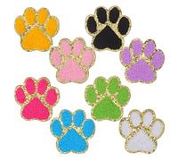 OSALADI 8pcs Cute Cat Paw Embroidered Iron-on Patches DIY Sew-on Repair Appliques for Clothes Backpacks Hats, Animal Paw Print Stickers for Craft Decoration