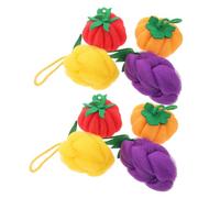 OSALADI 8pcs Cute Fruit Shaped Bath Loofah Mesh Sponge for Bathroom Decor, Featuring Gentle Exfoliation and Easy Storage with Pe and Non-Woven Fabric, for Sensitive Skin and Family Use