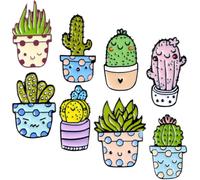 OSALADI 8pcs Funny Cactus Badge Potted Plant Brooch Cartoon Design for Backpack Clothing Aesthetic Fixing Random Style