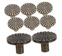 OSALADI 8pcs Vintage Brass Cabinet Knobs with Brushed Finish Retro Flat Drawer Pull Handles for Kitchen Cupboard Dresser Wardrobe Doors Easy DIY Installation Hardware