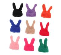 OSALADI 9pcs Mini Knitted Rabbit Ear Hats for Dolls Soft Handmade Beanie Winter Headwear Accessories Craft DIY Easter Decorations and Wine Bottle Toppers in Multiple Colors