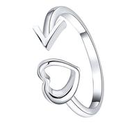 OSALADI Adjustable Open Ring Heart Arrow Ring Copper Silver Fashionable Elegant Strong and Sturdy Not Easy to Deform Statement Jewelry for Women