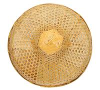 OSALADI Bamboo Woven Fisherman Hat Handmade Rainproof Sunhat 36.5cm Wide Brim Unisex Outdoor Farming Gardening Cap Khaki