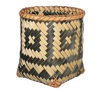 OSALADI Bamboo Woven Waste Paper Basket 20cm X 20cm Decorative Sundries Organizer Vintage Storage Bin for Home Living Room Eco-friendly Trash Can