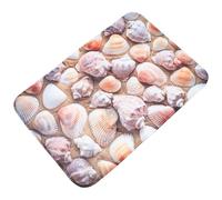 OSALADI Bath Mat with Plush Three-Dimensional Shell Pattern, Absorbent Non-Slip Floor Cushion for Bathroom, Bedroom and Kitchen, Nautical Beach Theme