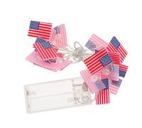OSALADI Battery-Powered American Flag Shape String Lights for Independence Day Warm White LED Decorative Party Lamp Plastic Material No Battery Included