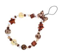 OSALADI Beaded Phone Charm Wrist Strap with Retro Leopard Print Anti-Lost Cell Phone Lanyard for Outdoor Travel Use