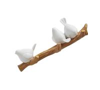 OSALADI Bird Wall Hook Set of 3 Resin Branch Coat Hangers with White Bird Decor, Single Wall Mounted Hooks for Entryway and Home Storage