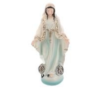 OSALADI Blessed Mary Statue Resin Figurine, Miniature Catholic Lady Statue for Home Devotional Decor, Tabletop Religious Sculpture in Beige for Church and Living Room