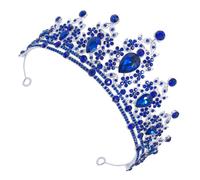 OSALADI Bridal Crown Hairband with Blue Rhinestones Wedding Headdress Princess Tiara Headband Wedding Accessory for Bride and Bridesmaids