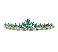 OSALADI Bridal Crystal Crown Headband Rhinestone Leaves, Kc Gold Frame and Green Stones, Delicate Wedding Hairpiece for Bride, Elegant Bridal Hair Decor for Special Occasions
