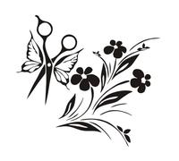 OSALADI Butterfly Scissors Wall Sticker Wall Paper Decor Adhesive Decal for Hair Salons Easy Application