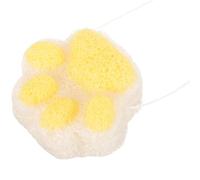OSALADI Cat Paw Bath Sponge Soft Shower Puff Body Scrubber Skin-Friendly Exfoliating Bath Ball and Adult Bathing Accessories, Yellow and White Bear Claw Design