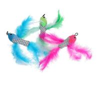 OSALADI Cat Teasing Stick Replacement 3pcs Plush Fish Head Flexible for Kitten Exercise and Playing Random Color