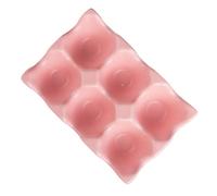 OSALADI Ceramic Egg Storage Container 6-grid Egg Holder Tray for Refrigerator Kitchen Pink Non-slip Shockproof