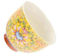 OSALADI Ceramic Tea Cup Small Yellow Floral Pattern Home Drinking Cup Porcelain Chinese Teaware for Office and Household