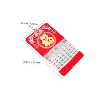 OSALADI Chinese Year Wall Calendar Year Horse Traditional Lunar Hanging Planner with Fu Plaque for Fortune Prosperity Home Decor Sturdy Paper Monthly Yearly Schedule