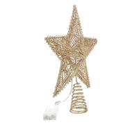 OSALADI Christmas Tree Topper Five-Pointed Star Luminous Tree Ornament Gold Cotton Thread Decorative Light No Battery