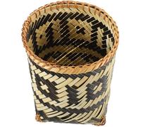 OSALADI Creative Bamboo Wastepaper Basket Small Household Storage Bin Retro Woven Trash Can for Living Room Flower Arrangement and Book Container Random Style