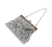 OSALADI Crossbody Handbag Vintage Evening Bag Elegant Polyester Sequin and Bead Embroidery Peacock-inspired Design for Women Cocktail Parties and Weddings with Versatile Carrying Options