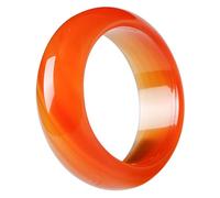OSALADI Crystal Carnelian Band Ring Natural Agate 18Mm Smooth Donut Ring for Women Wedding Engagement