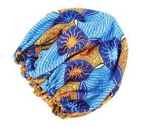OSALADI Double-layer Satin African Print Sleep Bonnet for Women, Household Hair Care Cap with Blue Wave Pattern, Soft Polyester Night Sleeping Hat for Beauty Hair Maintenance