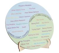 OSALADI Double-sided 15cm Wooden Feelings Wheel with Stand, Emotion Wheel Chart for Office Desk Therapy, Mental Health Decor for Home, School, and Social Worker Use