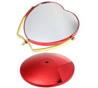 OSALADI Double-sided Heart Shape Rotatable Makeup Mirror Red Tabletop Wedding Vanity Mirror for Bridal Dressing Table Decor